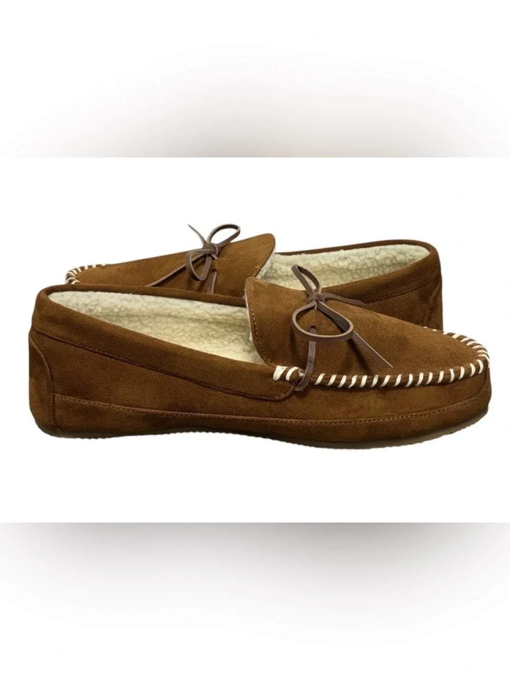 NEW Polo Ralph Lauren Men's Suede Moccasin Slippers Brown Size 13 House Shoes